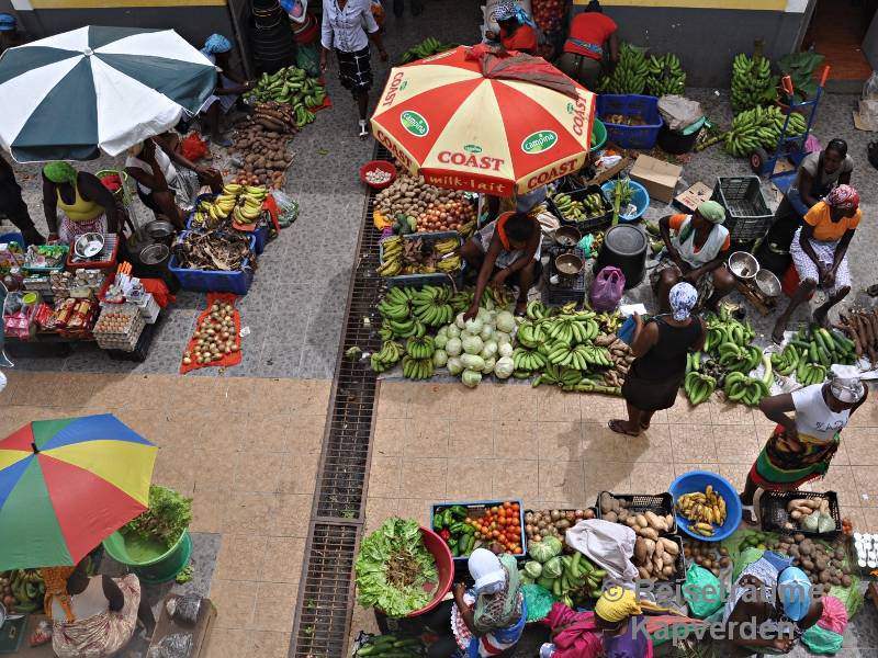 Blick auf den Gemüsemarkt von oben